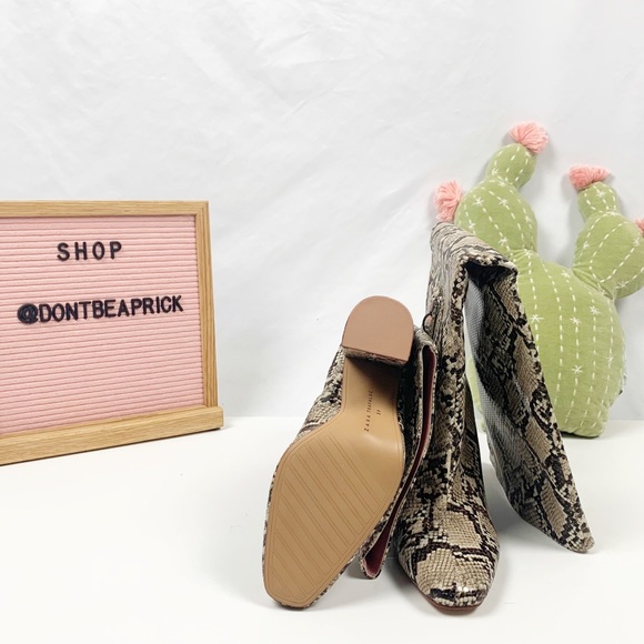 New Zara Snakeskin Print Boots (Sz: 8) - Picture 6 of 7